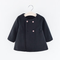 Solid Pattern Duffle Coat for Toddler Girl  Black