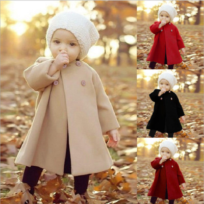 Solid Pattern Duffle Coat for Toddler Girl