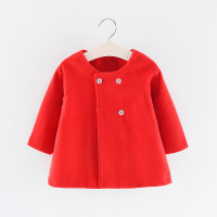 Solid Pattern Duffle Coat for Toddler Girl  Red