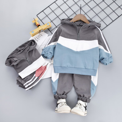 2-piece Color Contrast Hoodie & Pants for Toddler Boy