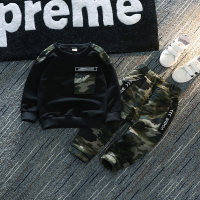 2-piece Camouflage Sweatshirts & Pants for Toddler Boy  Black