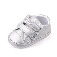 Baby Solid Color Velcro Shoes  Silver