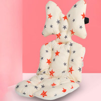 Color Block Star Pattern Soft Baby Cart Cushion  Apricot