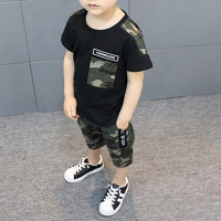 Toddler Camouflage Short-Sleeve T-shirt & Shorts  Black