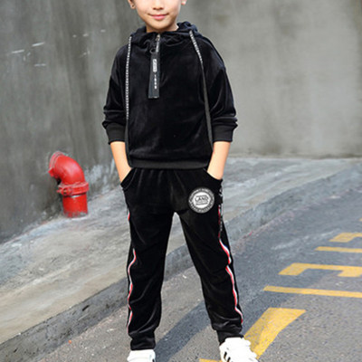 2-piece Casual Solid Hoodie & Pants for Boy