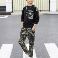 2-piece Camouflage Pocket Sweatshirt & Pants (No Shoes)  Black