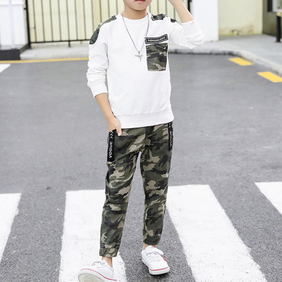 Kid Camouflage Pocket Decor Sweatshirt & Pants