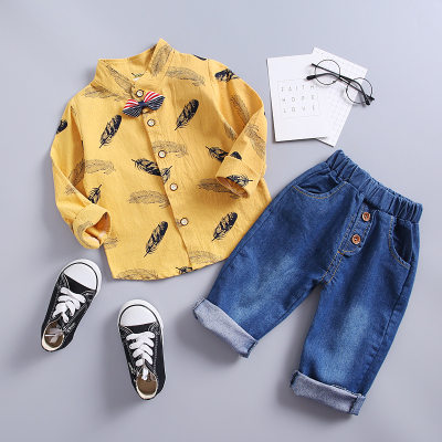 2-piece Cartoon Design Shirt & Jeans for Toddler Boy