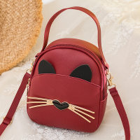 Children's Sweet Cat Pattern Backpack  Red