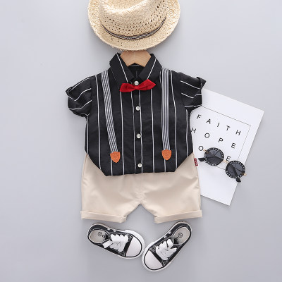 Toddler Boy Stripe Short Sleeve Shirt & Solid Color Shorts