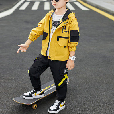 2-piece Color-block Pocket Design Coat & Pants for Boy