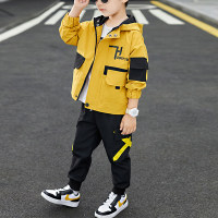 2-piece Color-block Pocket Design Coat & Pants for Boy  Yellow