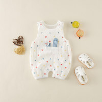 Baby Carrot Heart-shaped Printed Pocket Front Design Sleeveless Boxer Romper  Style 2