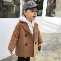 Toddler Boy Solid Color Thick Duffle Coat Trench  Khaki