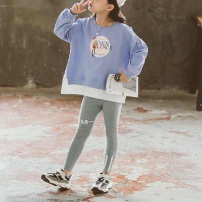 Top e leggings com estampa de letras para garotas infantis