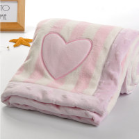 Embroidery Baby Crystal Velvet Blanket  Pink