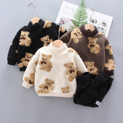 2-piece Bear Pattern Sweatshirts & Pants for Toddler Boy