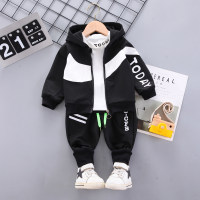 Toddler Boys Casual Letter Printed Hooded Top & Pants & Shirt & T-shirt  Black