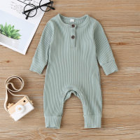 Baby Cute Solid Color Long-sleeve Jumpsuit (Suggest to Buy a Larger Size）  Green