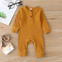 Baby Cute Solid Color Long-sleeve Jumpsuit (Suggest to Buy a Larger Size）  Chocolate