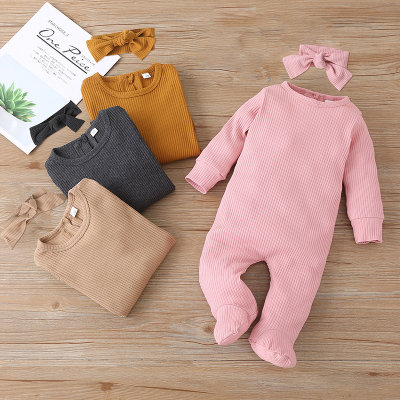 Baby Solid Color Long-sleeve Jumpsuit
