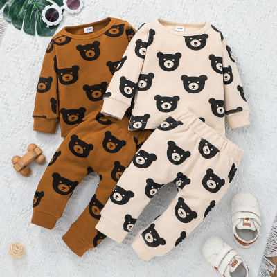 Baby Boy Cute Bear Pattern Long Sleeve Sweatshirt Set