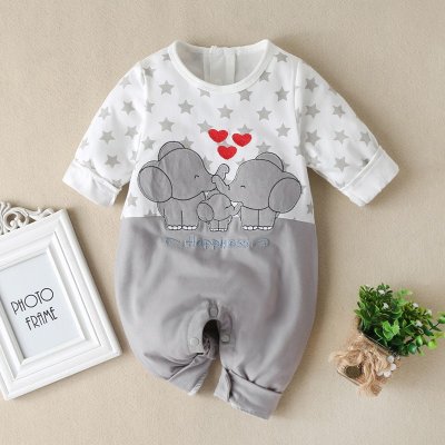 Baby Baby Elephant Love Long Sleeve Jumpsuit