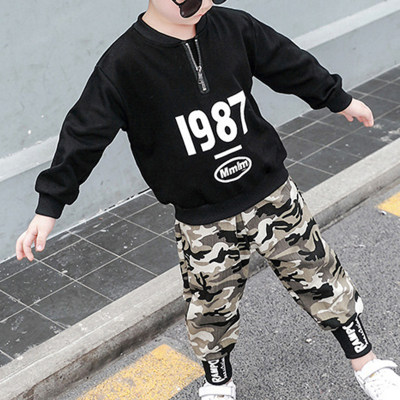 Kid Boy Casual Top & Camouflage Pants