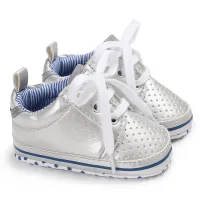 Sapatos de rendas para bebé menino  Prata