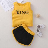 Baby Boy Letter Pattern Color-block Vest & Shorts  Yellow