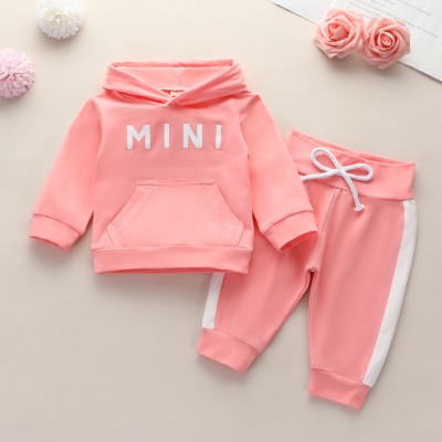 Baby Girl Letter Pattern Hoodie & Laced  Pants
