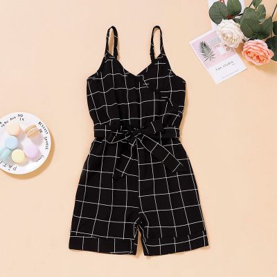 Bowknot Decor Plaid Dungarees for Toddler Girl