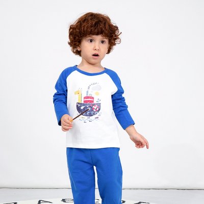 Top e calças de pijama com blocos de cores para meninos e crianças com padrão animal