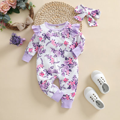 Baby Girl Floral Print Sweet Jumpsuit