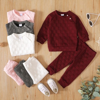 Suéter e calças de mangas compridas de cor sólida para bebês