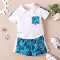 طفل صبي عادية قميص بولو الشاطئ الأزهار والسراويل 1/2 البدلة - Hibobi