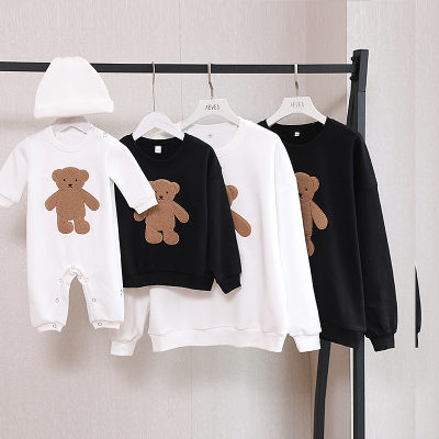 Family Clothing Bear Print Sweater & Baby Romper