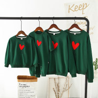 Family clothing Heart-shaped Pattern Sweatshirt Set  Green