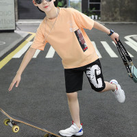 Kid Boy Summer Splicing T-shirt & Shorts  Orange