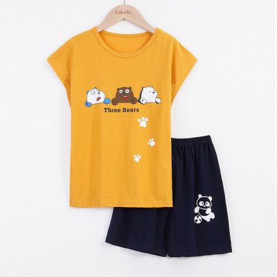 Traje de pijama con estampado de oso de dibujos animados de niño niño