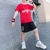 Boy Letter Pattern Quick-dry T-shirt & Shorts  Red