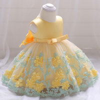 Baby Girl 3D Floral Butterfly Decor Formal Dress - Hibobi