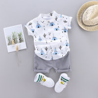 Baby Boy Cactus Print Casual Top & Shorts  Blue
