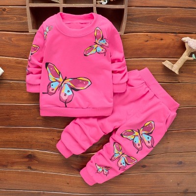 Moletons e calças de mangas compridas com padrão de borboleta para crianças