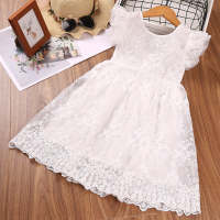 Toddler Girl Floral Print Bowknot Decor Dress  White