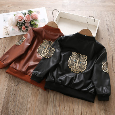 Toddler Boys Leather Casual Animal Leather jacket