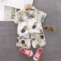 Toddler Boy Pineapple Print Shirt & Shorts  White