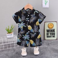 Toddler Boy Pineapple Print Shirt & Shorts  Black