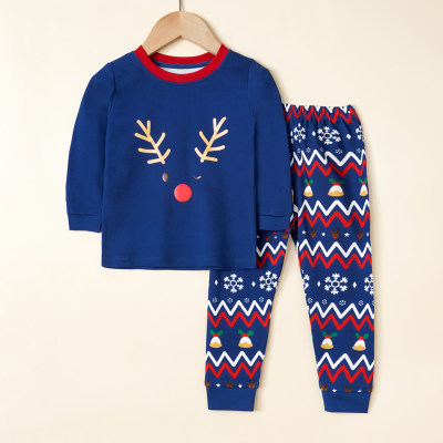 Cotton Christmas Elk Pattern Pajamas Set