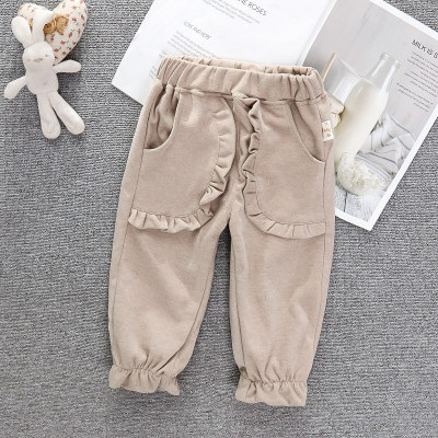 Toddler Girls Cotton Casual Solid  Knit Pants